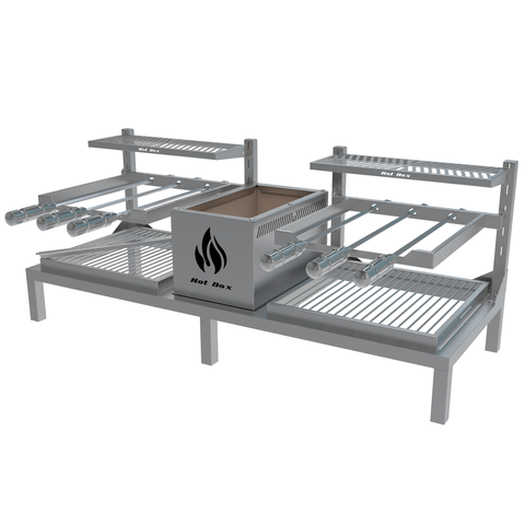 Parrilla Dupla de Alvenaria 118x45 com Grelha Uruguaia e 6 Espetos