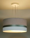 Ver imagem 2 de Lustre Pendente Cáqui Faixas Bronze Cúpula 30x15 Tom Luz