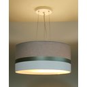 Ver imagem 2 de Lustre Pendente Cáqui Faixas Bronze Cúpula 30x15 Tom Luz