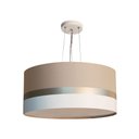 Ver imagem 1 de Lustre Pendente Cáqui Faixas Bronze Cúpula 30x15 Tom Luz
