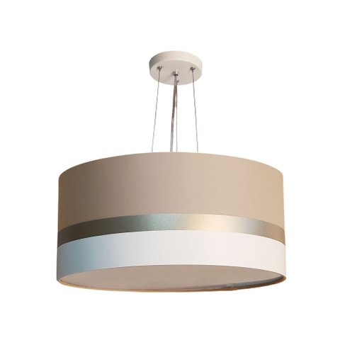 Lustre Pendente Cáqui Faixas Bronze Cúpula 30x15 Tom Luz