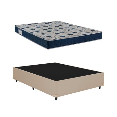 Cama Base Casal Bege Colchão Iso 60 D28 - Ortobom