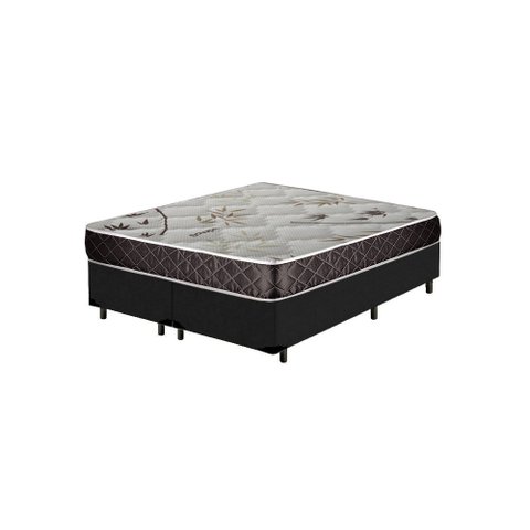 Cama Box King Colchão Gold Espuma D33 Acolchões + Box Suede 64x193x203:Preto