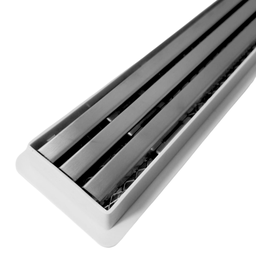 Ralo Linear Seca Box 60cm X 5cm Inox Trilho Escovado Coletor Branco e Tela - 3