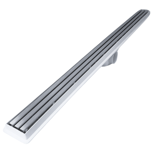 Ralo Linear Seca Box 60cm X 5cm Inox Trilho Escovado Coletor Branco e Tela
