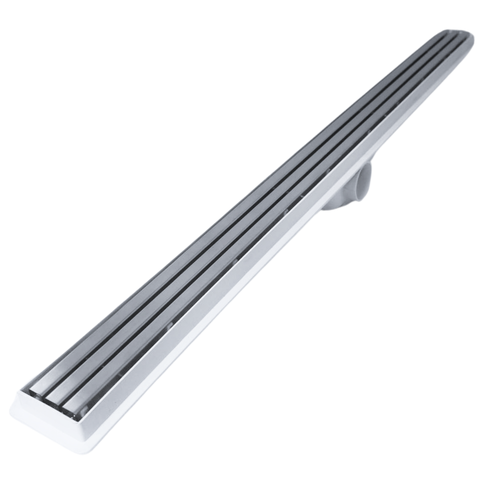 Ralo Linear Seca Box 60cm x 5cm Inox Trilho Escovado Coletor Branco e Tela