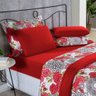 Kit Edredom Malha 100% Algodão Primavera 2 Peças Solteiro - Floral Vermelho - 4