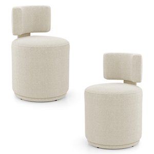 Kit 02 Puffs Decorativos Orgânicos Living Melis Minimalista Bouclê Bege - Desk Design