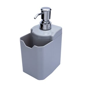 Dispenser Porta Detergente e Esponja / Bucha Fixação Parede:Cinza