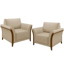 Ver imagem 1 de Kit 02 Poltronas para Sala de Estar Decorativas Base Fixa Stefan M03 Linho Bege Escuro - Lyam Decor