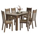 Ver imagem 2 de Conjunto Sala de Jantar Mocha Mesa Tampo de Vidro 6 Cadeiras Rustic/Crema/Sintético Bege Madesa