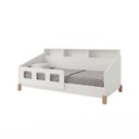 Ver imagem 1 de Cama Montessoriana Mavi Juvenil com Colchão Nichos Cabeceira Proteção Lateral Pés Madeira - Branco