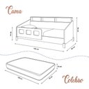 Ver imagem 2 de Cama Montessoriana Mavi Juvenil com Colchão Nichos Cabeceira Proteção Lateral Pés Madeira - Branco