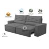 Sofá Retrátil e Reclinável 3 lugares com Molas 2,00m Laura Suede Cinza Madelina - 2