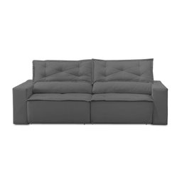 Sofá Retrátil e Reclinável 3 lugares com Molas 2,00m Laura Suede Cinza Madelina - 6
