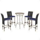 Ver imagem 1 de Mesa Bistrô 4 Banquetas Roma Fendi Corda Estofado 10 Trama Preto