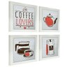 Quadro Decorativo Cozinha Café Padaria Copa 20x20cm Kit 4 un Arte na Arte Moldura Branca - 1