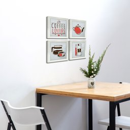 Quadro Decorativo Cozinha Café Padaria Copa 20x20cm Kit 4 un Arte na Arte Moldura Branca - 5