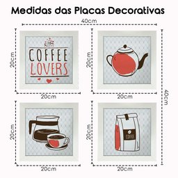 Quadro Decorativo Cozinha Café Padaria Copa 20x20cm Kit 4 un Arte na Arte Moldura Branca - 3
