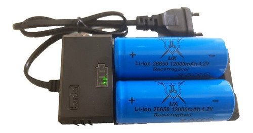 Super Carregador Duplo + 2 Baterias 26650 para Lanterna T9 Ljx - 3
