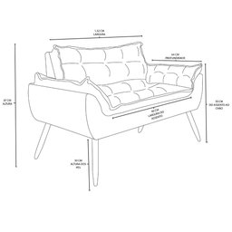 Sofá Opala Namoradeira para Sala – Balaqui Decor Cor:Preta - 4