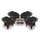 Ver imagem 1 de Conjunto de Poltronas Fibra Sintética 19 - 4 Poltronas + 1 Mesa Centro - Tecido Duna Preto