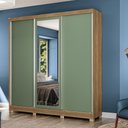 Ver imagem 4 de Guarda-roupa Casal Kappesberg 3 Portas Reversiveis de Correr 3 Espelhos 2 Prateleiras Nogueira