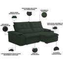 Ver imagem 4 de Sofá Retrátil Reclinável para Sala de Estar Living 210cm Ártico F04 Veludo Verde - Lyam Decor
