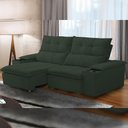 Ver imagem 2 de Sofá Retrátil Reclinável para Sala de Estar Living 210cm Ártico F04 Veludo Verde - Lyam Decor
