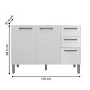Ver imagem 3 de Balcao 3 Portas C/ 2 Gaveteiro 1,20 Mad Versalhes C/ Tampo Branco Supremo