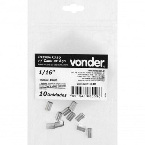 Prensa Cabo P/ Cabos de Aço de 1/16'' 10pçs