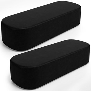 Kit 02 Puffs Decorativos Orgânicos para Living Quarto 140cm Doha W01 Couríssimo Preto - Lyam Decor