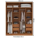 Ver imagem 4 de Guarda-roupa Casal Porto 4 Portas 4 Gavetas com Espelho Freijó/verde - Politorno