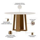 Ver imagem 4 de Mesa de Jantar 6 Lugares Redonda 135cm Tampo MDF com Vidro Belly N01 Ypê Off White - Lyam Decor