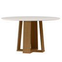 Ver imagem 2 de Mesa de Jantar 6 Lugares Redonda 135cm Tampo MDF com Vidro Belly N01 Ypê Off White - Lyam Decor