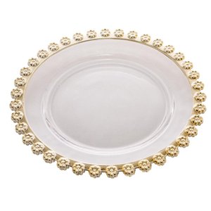 Sousplat Wolff Daisy Borda Dourada de Cristal 32cm