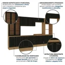 Ver imagem 5 de Cozinha Modulada 6 Peças Aéreos, Balcões e Cristaleira Conecta Frise Yescasa Cinamomo/Preto
