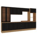 Ver imagem 2 de Cozinha Modulada 6 Peças Aéreos, Balcões e Cristaleira Conecta Frise Yescasa Cinamomo/Preto