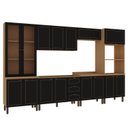 Ver imagem 6 de Cozinha Modulada 6 Peças Aéreos, Balcões e Cristaleira Conecta Frise Yescasa Cinamomo/Preto