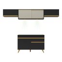 Ver imagem 7 de Armário de Cozinha Compacta 260cm com Leds Veneza Up Multimóveis V2023 Preto/Dourado