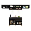 Ver imagem 6 de Armário de Cozinha Compacta 260cm com Leds Veneza Up Multimóveis V2023 Preto/Dourado