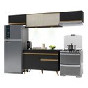 Ver imagem 1 de Armário de Cozinha Compacta 260cm com Leds Veneza Up Multimóveis V2023 Preto/Dourado