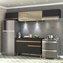 Ver imagem 3 de Armário de Cozinha Compacta 260cm com Leds Veneza Up Multimóveis V2023 Preto/Dourado