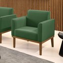 Ver imagem 2 de Poltrona Decorativa Isabella Pés Fixo em Madeira Castanho Suede Verde G19 - Gran Belo