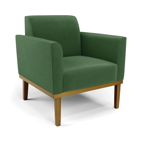 Poltrona Decorativa Isabella Pés Fixo em Madeira Castanho Suede Verde G19 - Gran Belo