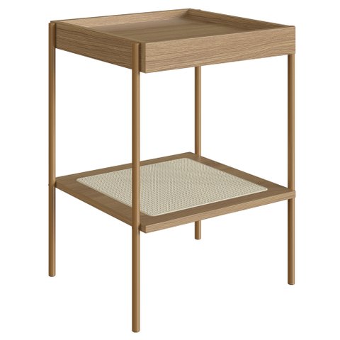 Mesa Lateral com Prateleira Pé Metal Arlo A10 Hanover/dourado - Mpozenato