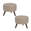 Ver imagem 1 de Kit 2 Puffs Decorativos Redondo Couro Bege