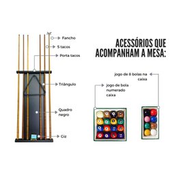 Mesa de Sinuca Linha Hobby - 2,34x1,34 - 2