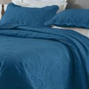 Ver imagem 2 de Kit Cobre Leito Colcha Basic Casal 3 Peças Dupla Face Liso Classic - Azul Cobalto - 100% Poliéster