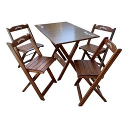 Kit 4 Conjuntos Mesa Dobrável Madeira 110x70 com 4 Cadeiras Personalizada Jack Imbuia - Cor: Marrom - 6